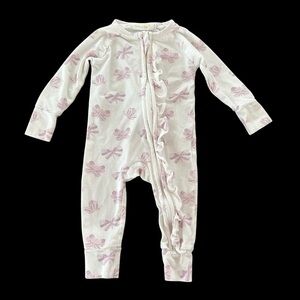 Little & Fern 0-3 months Baby Girls Butterfly Ruffle Zip Up Romper Footie Pink